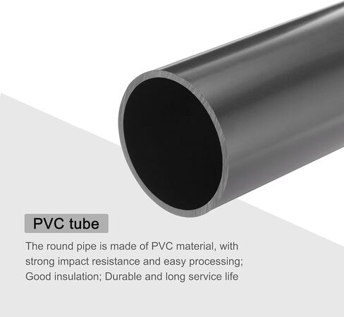 MECCANIXITY PVC Rigid Round Pipe 57mm ID 63mm OD 20cm/8" Length Dark Grey High Impact for Water Pipe, Crafts, Cable Sleeve in Saudi Arabia