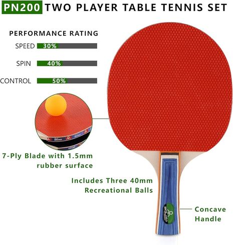 Ping Pong Paddles Set with Balls, Table Tennis Racket Set, Training Recreational Racquet Kit - Table Tennis Paddle & Game Accessories for Indoor or Outdoor in Saudi Arabia
