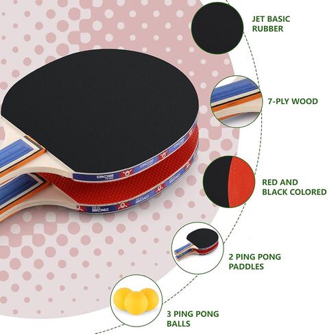 Ping Pong Paddles Set with Balls, Table Tennis Racket Set, Training Recreational Racquet Kit - Table Tennis Paddle & Game Accessories for Indoor or Outdoor in Saudi Arabia