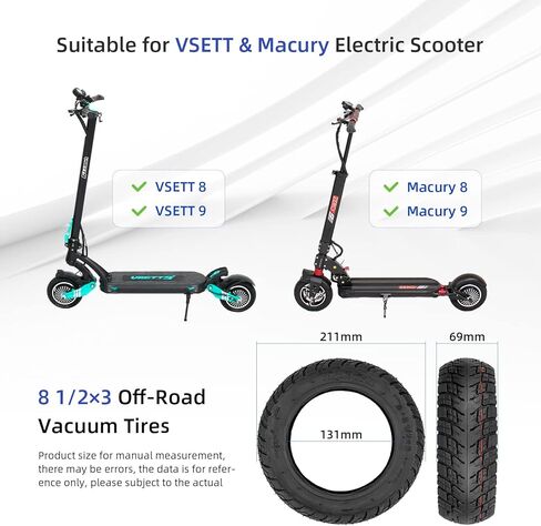 ulip 8.5x3 Scooter Tire with 81/2*2(50-134mm) Inner Tube with 90 degree for VSETT 8 9 Macury Zero 8 9 Electric Scooter Accessories Off-road Rear Front Wheel Replacement Tire(2 Tires and 2 Inner Tubes) in Saudi Arabia