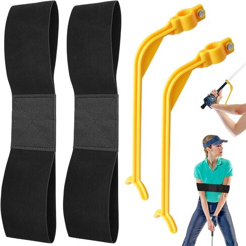 4 PCS Golf Swing Training Aid Arm Band Trainer Golf Swing Correcting Trainer Tool Golf Accessories for Men Women Golfer Beginner Practice(Yellow and Black) in Kuwait