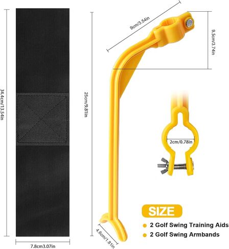 4 PCS Golf Swing Training Aid Arm Band Trainer Golf Swing Correcting Trainer Tool Golf Accessories for Men Women Golfer Beginner Practice(Yellow and Black) in Kuwait