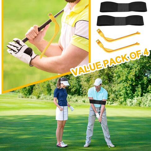 4 PCS Golf Swing Training Aid Arm Band Trainer Golf Swing Correcting Trainer Tool Golf Accessories for Men Women Golfer Beginner Practice(Yellow and Black) in Kuwait