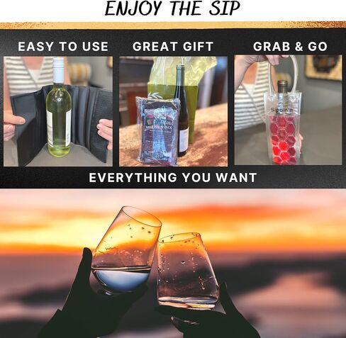 Freezable Wine Chillers by Sippin'It - 2 Piece Wine Party Pack - Wine Cooler Sleeve and Portable Wine Chiller Travel Bag - Keep Chilled Wine Cold - Reusable for Picnics, BBQ's, Camping or Boating. in Saudi Arabia