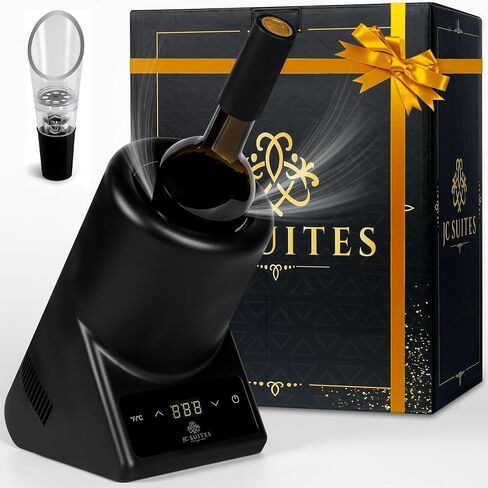 Luxury Electric Wine Chiller for Bottles with Gift Box & Pourer - Portable, Iceless Electric Wine Cooler - Gifts for Wine Lovers - Wine Chillers for Bottles - Perfect for Parties, Dates, Celebrations in Saudi Arabia