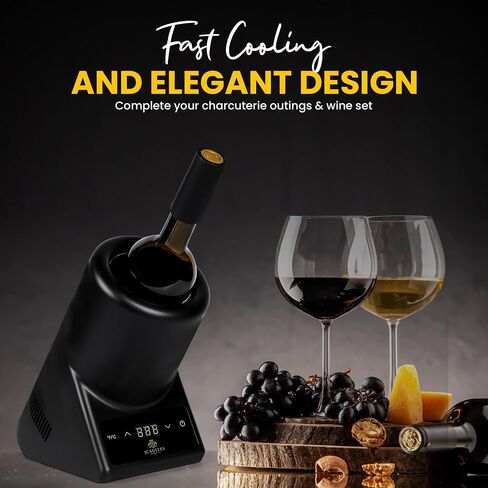 Luxury Electric Wine Chiller for Bottles with Gift Box & Pourer - Portable, Iceless Electric Wine Cooler - Gifts for Wine Lovers - Wine Chillers for Bottles - Perfect for Parties, Dates, Celebrations in Saudi Arabia