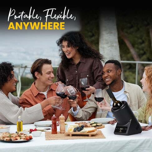 Luxury Electric Wine Chiller for Bottles with Gift Box & Pourer - Portable, Iceless Electric Wine Cooler - Gifts for Wine Lovers - Wine Chillers for Bottles - Perfect for Parties, Dates, Celebrations in Saudi Arabia