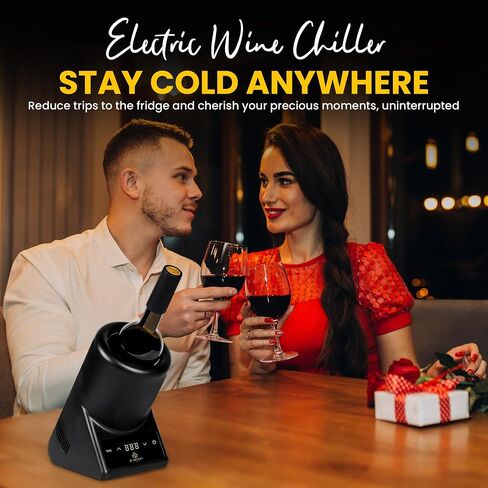 Luxury Electric Wine Chiller for Bottles with Gift Box & Pourer - Portable, Iceless Electric Wine Cooler - Gifts for Wine Lovers - Wine Chillers for Bottles - Perfect for Parties, Dates, Celebrations in Saudi Arabia