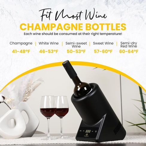 Luxury Electric Wine Chiller for Bottles with Gift Box & Pourer - Portable, Iceless Electric Wine Cooler - Gifts for Wine Lovers - Wine Chillers for Bottles - Perfect for Parties, Dates, Celebrations in Saudi Arabia