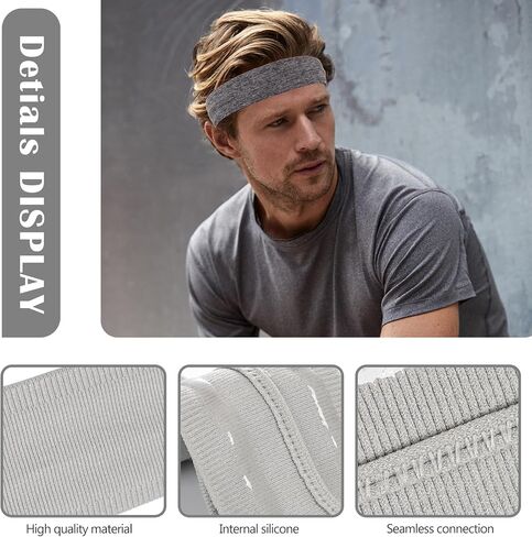 Workout Headbands Non Slip Headband Sport Headbands Sweatbands Elastic Sport Hair Bands for Sports Travel Indoor Fitness Gym in Saudi Arabia