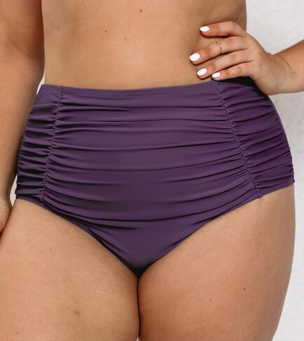 ملابس سباحة نسائية من CUPSHE بيكيني سفلي مكشكش للتحكم في البطن بتغطية كاملة (XS-4XL) in Saudi Arabia