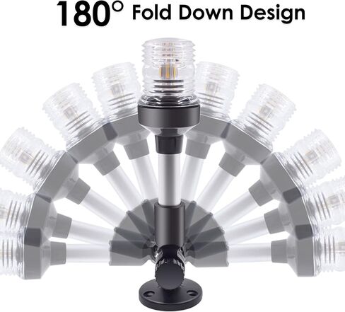 9 بوصات أضواء LED صارمة للقوارب، 180 درجة قابلة للطي لأسفل مرساة القارب القابلة للتعديل، في جميع أنحاء 360 درجة ضوء عائم أبيض، 12-24 فولت IP66 ضوء الملاحة للقارب المقاوم للماء in Saudi Arabia