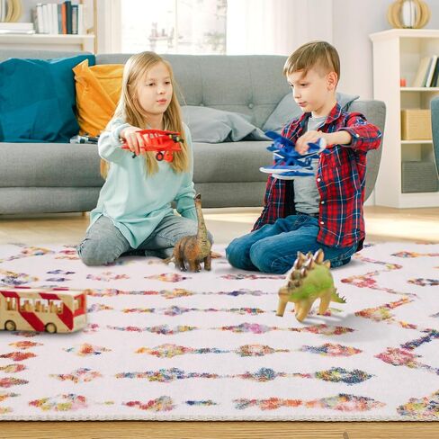 Runner Rug Washable Boho Moroccan Hallway Runner Rug Entryway Rug, Stain Resistant Non-Slip Geometric Distressed Bedroom Rug Runner Entrance Carpet for Laundry Kitchen, Multi, 2' x 6' in Kuwait