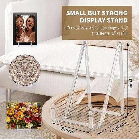 2 حزمة حامل لوحة للعرض، 6 بوصة حامل مربع من الأكريليك الشفاف حامل إطار الصورة حامل حامل حامل للكتاب، لوحة زخرفية، لوحة، صورة، طبق in Kuwait