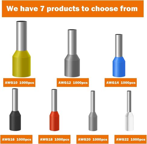 Fidioto AWG18 1000pcs Wire Ferrules Terminals, AWG18 Terminal Connector Wire Insulated Cord Pin Ends Terminals for Electric, Industrial, Chemical Industry, Power Control System, etc. in Saudi Arabia