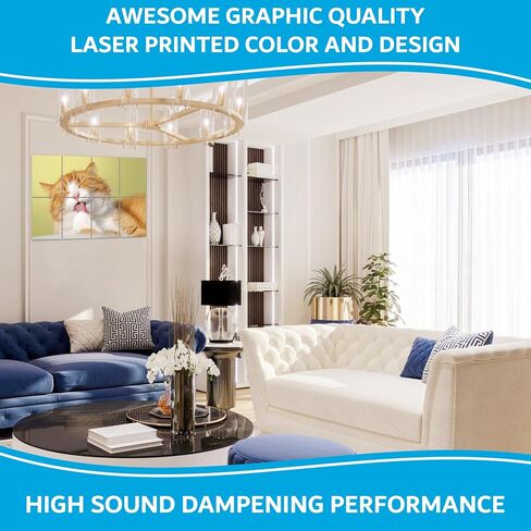 8 ArtPeazy Acoustical Panels (48"x32"x0.45") Soundproof Wall Panels Soft-Adhesive Decorative Sound Absorbing Treatment for Recording Studio Thick High Density Noise Dampening Painted Foam. Cat in Saudi Arabia