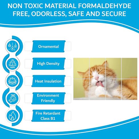 8 ArtPeazy Acoustical Panels (48"x32"x0.45") Soundproof Wall Panels Soft-Adhesive Decorative Sound Absorbing Treatment for Recording Studio Thick High Density Noise Dampening Painted Foam. Cat in Saudi Arabia