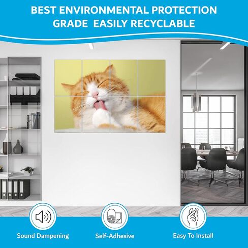 8 ArtPeazy Acoustical Panels (48"x32"x0.45") Soundproof Wall Panels Soft-Adhesive Decorative Sound Absorbing Treatment for Recording Studio Thick High Density Noise Dampening Painted Foam. Cat in Saudi Arabia