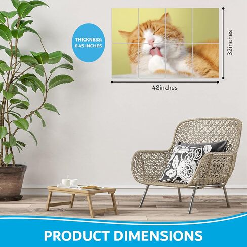 8 ArtPeazy Acoustical Panels (48"x32"x0.45") Soundproof Wall Panels Soft-Adhesive Decorative Sound Absorbing Treatment for Recording Studio Thick High Density Noise Dampening Painted Foam. Cat in Saudi Arabia