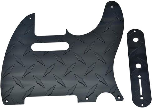 KAISH لوحة ألماس عتيقة 5 فتحات Tele Pickguard مع لوحة تحكم لوحة ألماس ألمنيوم معدنية ومسامير لمذيع FD الأمريكي/المكسيكي باللون الأسود in Kuwait