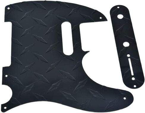 KAISH لوحة ألماس عتيقة 5 فتحات Tele Pickguard مع لوحة تحكم لوحة ألماس ألمنيوم معدنية ومسامير لمذيع FD الأمريكي/المكسيكي باللون الأسود in Kuwait