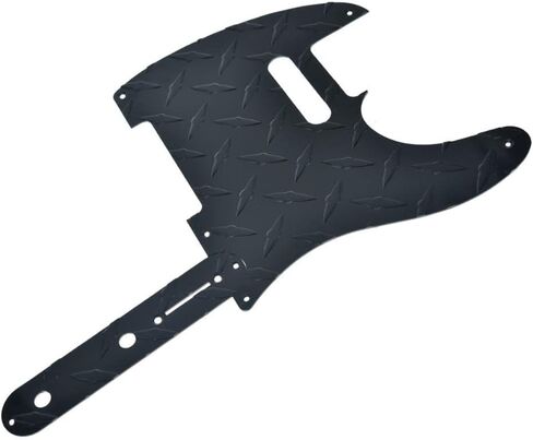 KAISH لوحة ألماس عتيقة 5 فتحات Tele Pickguard مع لوحة تحكم لوحة ألماس ألمنيوم معدنية ومسامير لمذيع FD الأمريكي/المكسيكي باللون الأسود in Kuwait