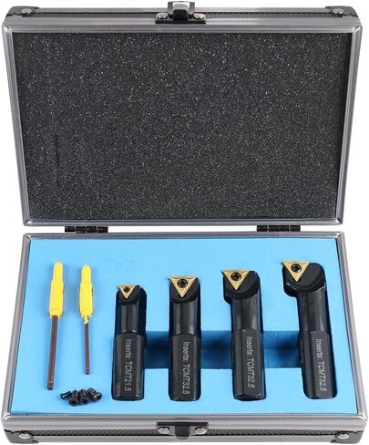 Accusize Industrial Tools 3/4" 4pc Indexable Stubby Length Boring Bar Set, w/Carbide TiN Coated TCMT Inserts and Extra Screws, EJ99-2180 in Saudi Arabia