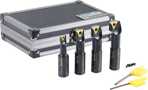 Accusize Industrial Tools 3/4" 4pc Indexable Stubby Length Boring Bar Set, w/Carbide TiN Coated TCMT Inserts and Extra Screws, EJ99-2180 in Saudi Arabia