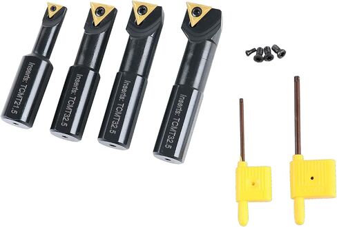 Accusize Industrial Tools 3/4" 4pc Indexable Stubby Length Boring Bar Set, w/Carbide TiN Coated TCMT Inserts and Extra Screws, EJ99-2180 in Saudi Arabia