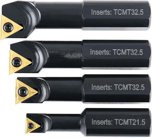 Accusize Industrial Tools 3/4" 4pc Indexable Stubby Length Boring Bar Set, w/Carbide TiN Coated TCMT Inserts and Extra Screws, EJ99-2180 in Saudi Arabia