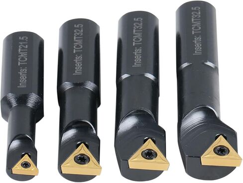 Accusize Industrial Tools 3/4" 4pc Indexable Stubby Length Boring Bar Set, w/Carbide TiN Coated TCMT Inserts and Extra Screws, EJ99-2180 in Saudi Arabia