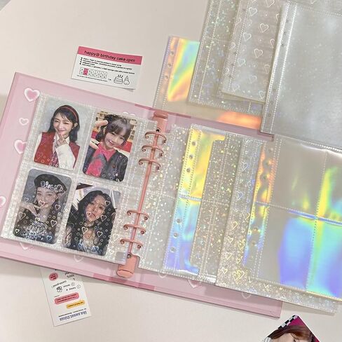 10pcs Inner Sleeves-Heart For Kpop Photocard Holder Book Set A5 Binder Photocard Album 6 Ring Photocard Binder，Holds up to 40 cards in Saudi Arabia