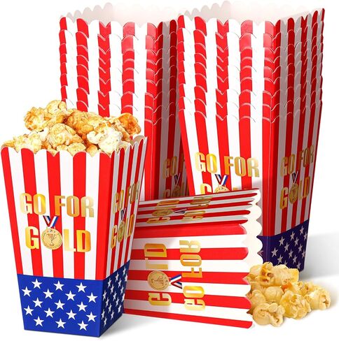 Funtery 24 قطعة صناديق الفشار الطرف أكياس الفشار دلاء حامل الحاويات الرياضة هدايا الحفلات للرياضة لوازم الحفلات الزينة in Saudi Arabia