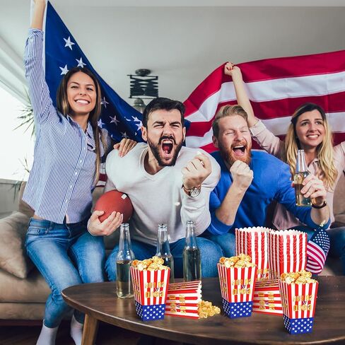 Funtery 24 قطعة صناديق الفشار الطرف أكياس الفشار دلاء حامل الحاويات الرياضة هدايا الحفلات للرياضة لوازم الحفلات الزينة in Saudi Arabia