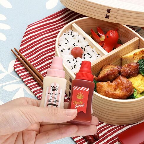 4 Pieces Mini Ketchup Bottles for Bento Box Accessories,25ml Mini Condiment Squeeze Bottles Portable Honey Sauce Salad Dressing Dispensers Jars Containers for Kids Adults Lunch Box (quadrate) in Saudi Arabia