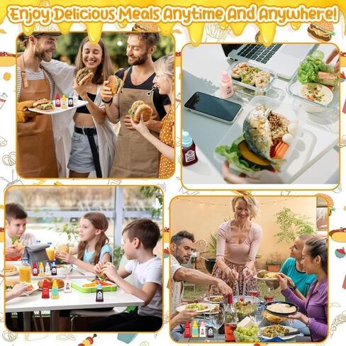 4 Pieces Mini Ketchup Bottles for Bento Box Accessories,25ml Mini Condiment Squeeze Bottles Portable Honey Sauce Salad Dressing Dispensers Jars Containers for Kids Adults Lunch Box (quadrate) in Saudi Arabia