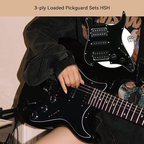مجموعات بيك جارد محملة بثلاث طبقات مع لاقط التحميل المسبق HSH للجيتار الكهربائي أسود 280 × 215 ملم in Kuwait