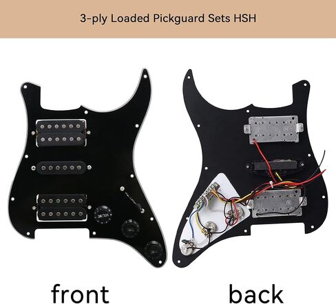 مجموعات بيك جارد محملة بثلاث طبقات مع لاقط التحميل المسبق HSH للجيتار الكهربائي أسود 280 × 215 ملم in Kuwait