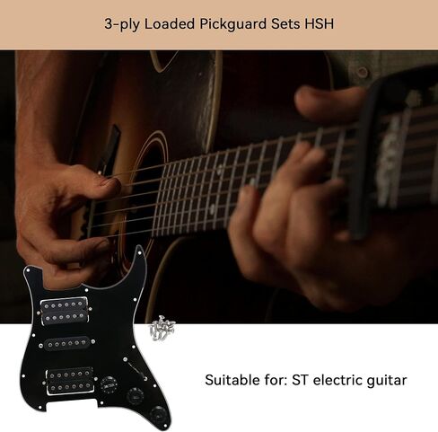 مجموعات بيك جارد محملة بثلاث طبقات مع لاقط التحميل المسبق HSH للجيتار الكهربائي أسود 280 × 215 ملم in Kuwait