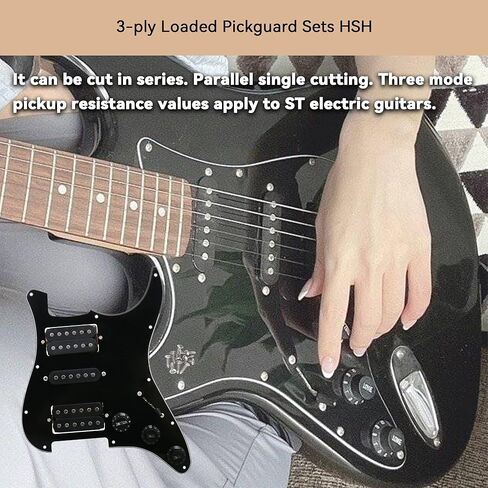 مجموعات بيك جارد محملة بثلاث طبقات مع لاقط التحميل المسبق HSH للجيتار الكهربائي أسود 280 × 215 ملم in Kuwait