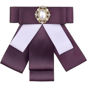 Women's Pre-tied Bowknot Bow Tie Elegant Rib Bow Brooch