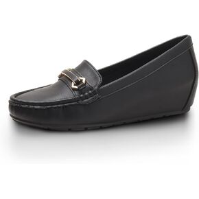 FRALOSHA Loafers for Women Wedge Penny Loafers Leather Leisure Walking Comfort Flat Slip-On Dressy Casual Cute Shoes