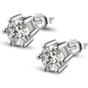 BG&WLing Sterling Silver Cubic Zirconia Stud Earrings for Women Girls Hypoallergenic Simple Earring Studs Classic Fashion Jewelry