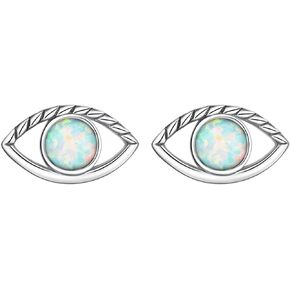 Opal Evil Eye Small Stud Earrings 925 Sterling Silver for Women Girls Fashion Eyes Cartilage Tragus Earrings Tiny Studs Statement Earrings
