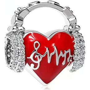 Crystal Enamel Earphone Birthstone Charms Beads Compatible with Pandora Bracelets