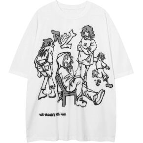 Okizul Men's Graphic Tees Shirt Unisex Vintage Oversize Shirts Summer Cotton Tee Streetwear Loose Casual Tops