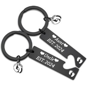 FUSTMW New Aunt and Uncle gifts Est 2024 Keychain Set Pregnancy Announcement Gift First Time Uncle Gifts for Aunt to Be Gifts in Saudi Arabia