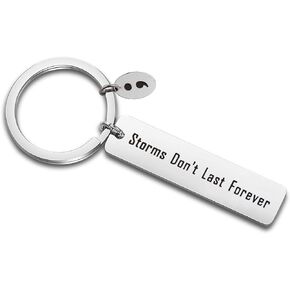 QIIER Storms Don't Last Forever Semicolon Keychain Suicide Prevention Awareness Depression Awareness Semi Colon Jewelry