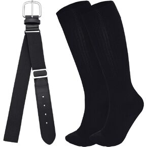 Dxhycc Youth Baseball Socks and Belt Combo Set Softball Baseball Socks and Belt Elastic Waist Belt for Youth Boys Girls