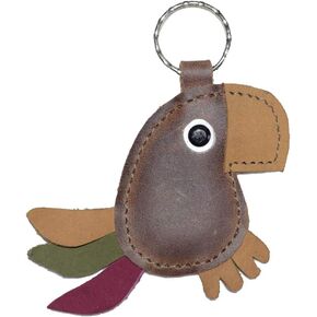 Hide & Drink, Leather Keychain Toucan/Key Ring/Holder/Macaw/Jungle/Cute, Handmade Includes 101 Year Warranty :: Bourbon Brown